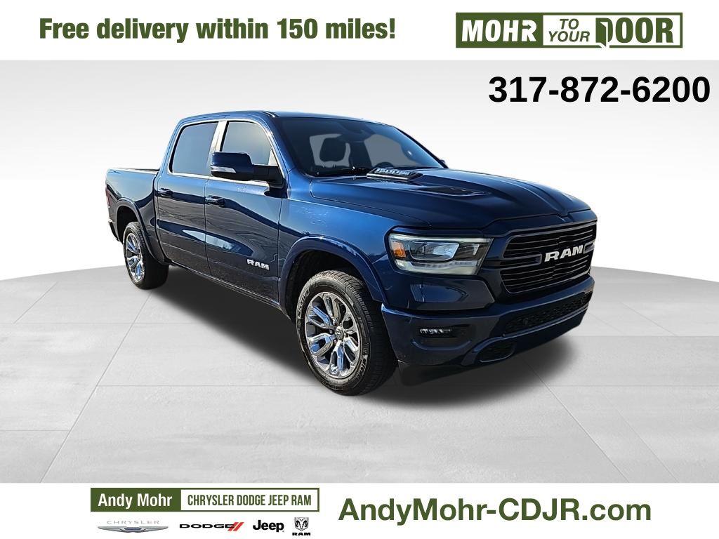 Patriot Blue Pearlcoat 2021 RAM 1500 Laramie Crew Cab 4WD Pickup Truck Four-Wheel Drive 8-Speed Automatic