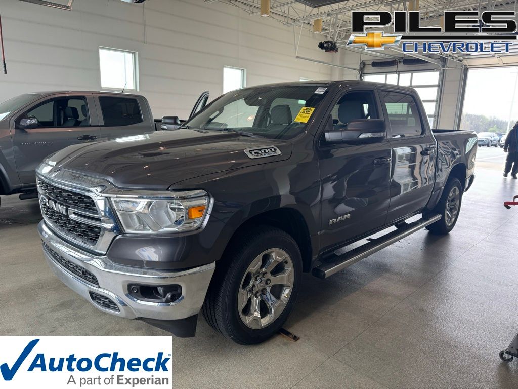 Gray (Granite Crystal Metallic Clearcoat) 2022 RAM 1500 Big Horn Crew Cab 4WD Pickup Truck Four-Wheel Drive 8-Speed Automatic
