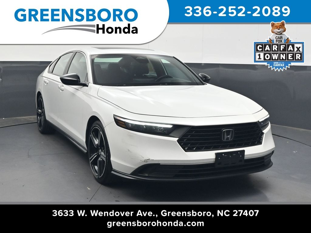 Platinum White Pearl 2024 Honda Accord Hybrid Sedan Front-Wheel Drive Continuously Variable Transmission