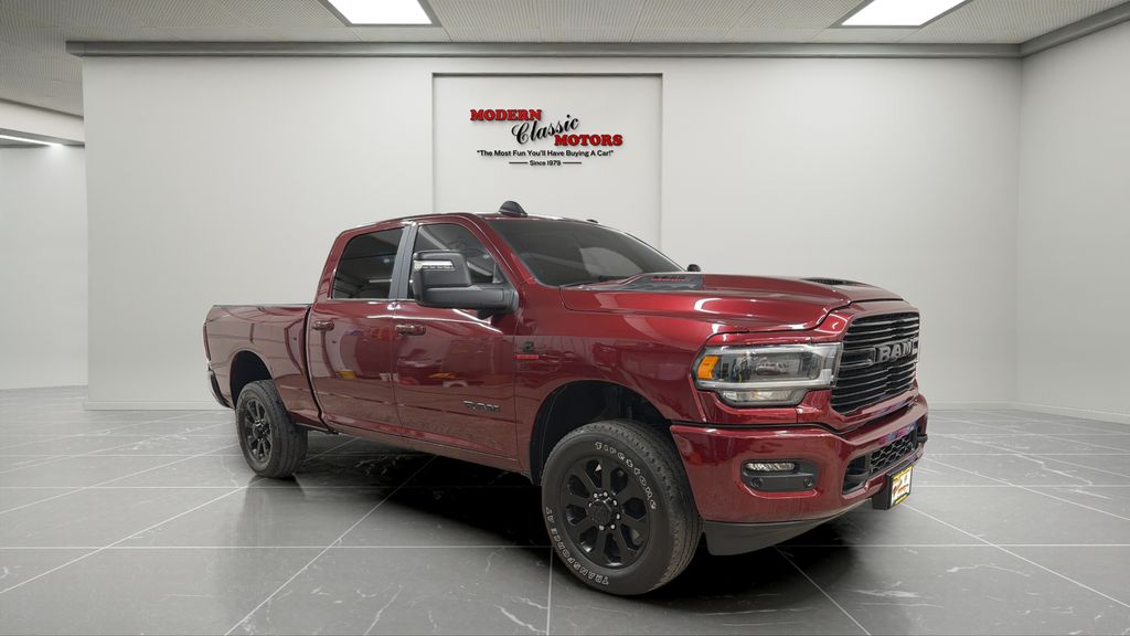 Delmonico Red Pearlcoat 2024 RAM 3500 Laramie Crew Cab 4WD Pickup Truck Four-Wheel Drive 6-Speed Automatic