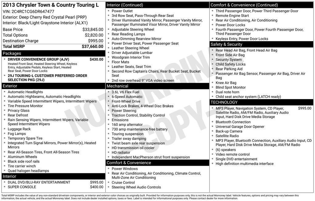  2013 Chrysler Town & Country Touring-L FWD   