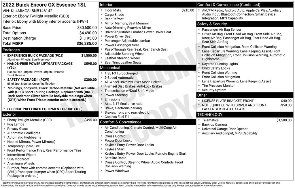 used 2022 Buick Encore GX car, priced at $23,000