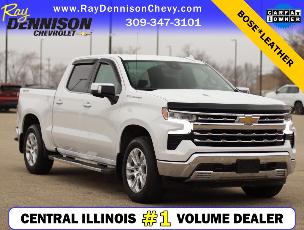 Summit White 2024 Chevrolet Silverado 1500 LTZ Crew Cab 4WD Pickup Truck Four-Wheel Drive Automatic