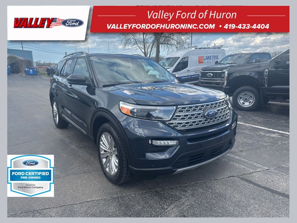 Stone Blue Metallic 2023 Ford Explorer Hybrid Limited AWD SUV / Crossover All-Wheel Drive Automatic