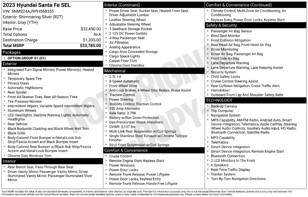 2023 Hyundai Santa Fe SEL Silver at Phil Fitts Ford