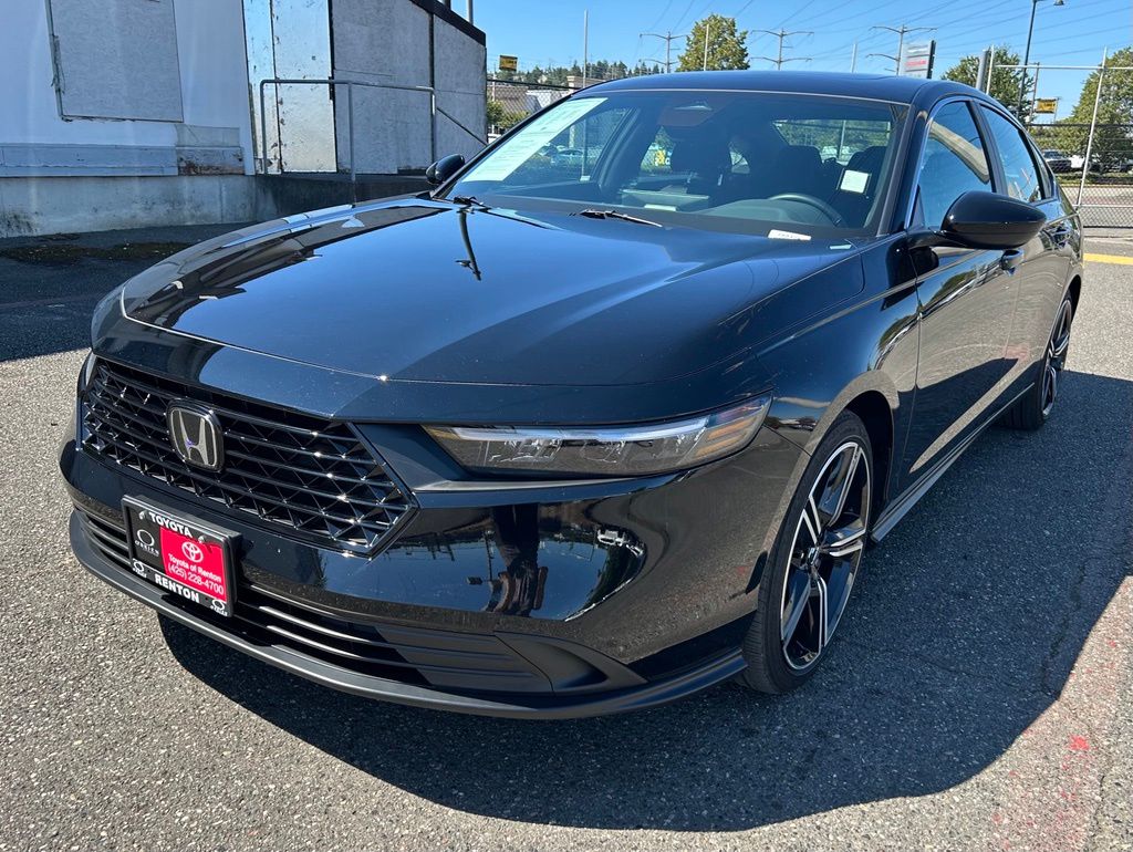 Black 2025 Honda Accord Hybrid Sedan Front-Wheel Drive Continuously Variable Transmission