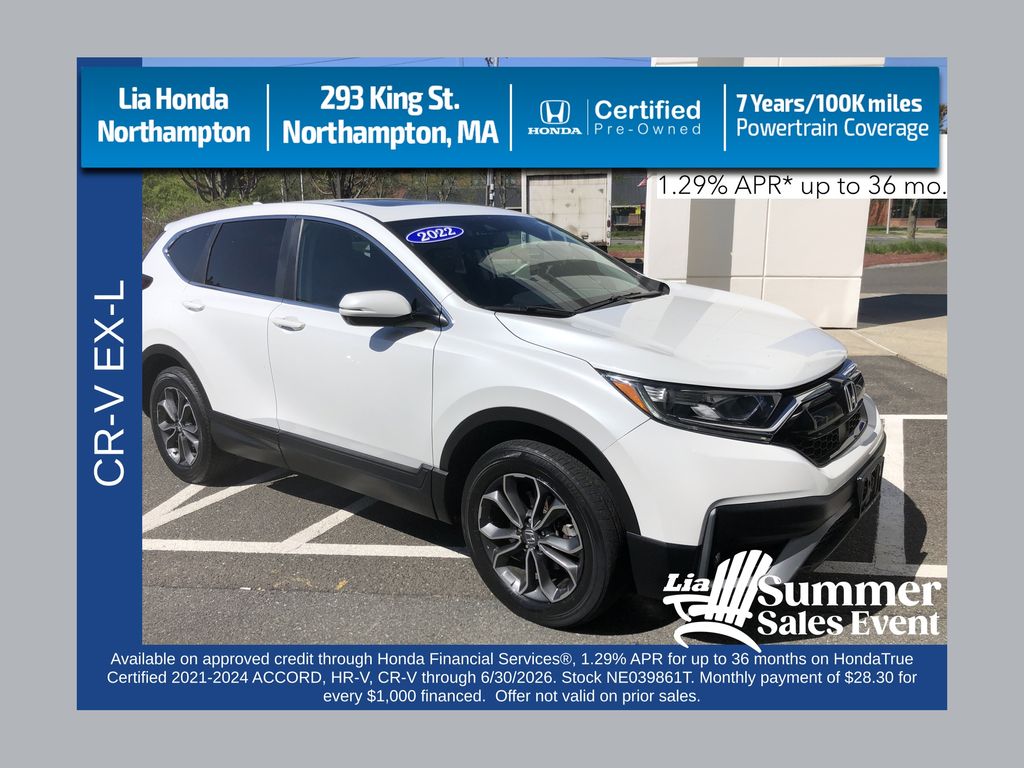 Platinum White Pearl 2022 Honda CR-V EX-L AWD SUV / Crossover All-Wheel Drive Continuously Variable Transmission
