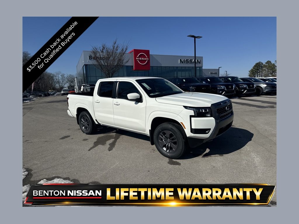 Glacier White 2026 Nissan Frontier SV Crew Cab 4WD Pickup Truck Four-Wheel Drive 9-Speed Automatic Overdrive
