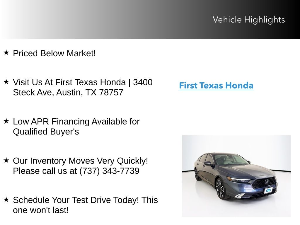 Used Car 2025 Honda Accord Hybrid  Touring For Sale Under $40,000 In Austin, Texas