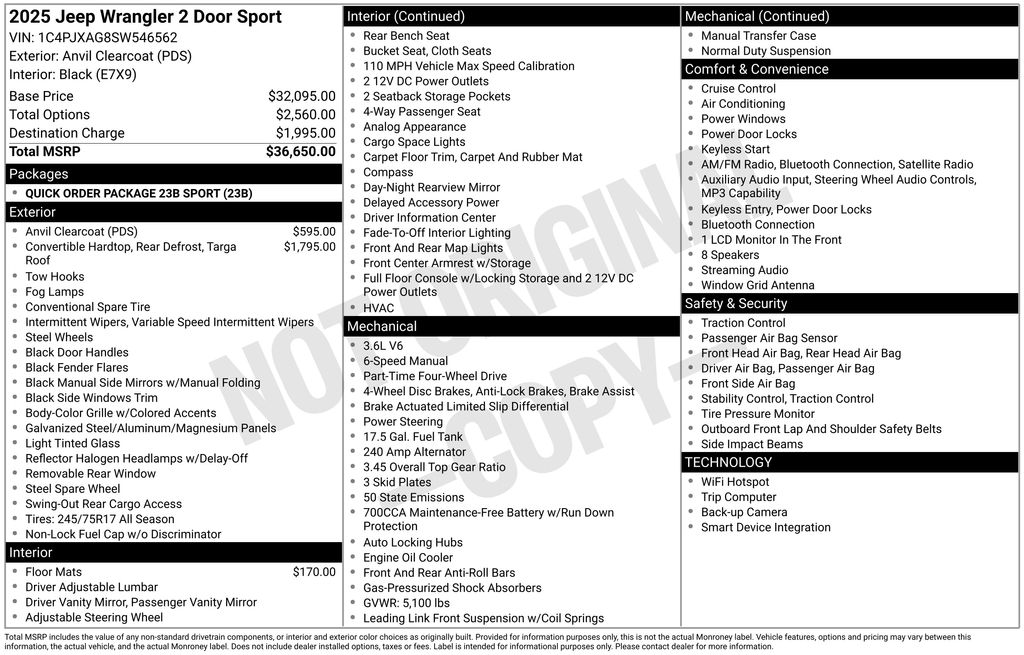 Used Car 2025 Jeep Wrangler  Sport For Sale Under $30,000 In Austin, Texas