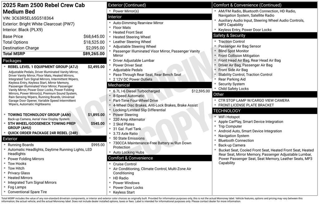 Used Car 2025 Ram 2500  Rebel For Sale Under $80,000 In Austin, Texas