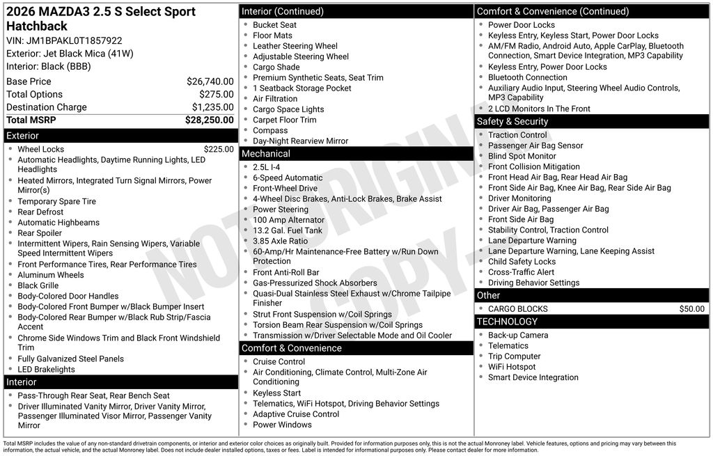 2026 Mazda Mazda3 Select Sport's photo