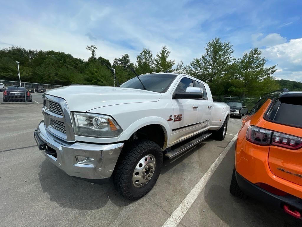 Bright White Clearcoat 2018 RAM 3500 Laramie Mega Cab DRW 4WD Pickup Truck Four-Wheel Drive 6-Speed Automatic