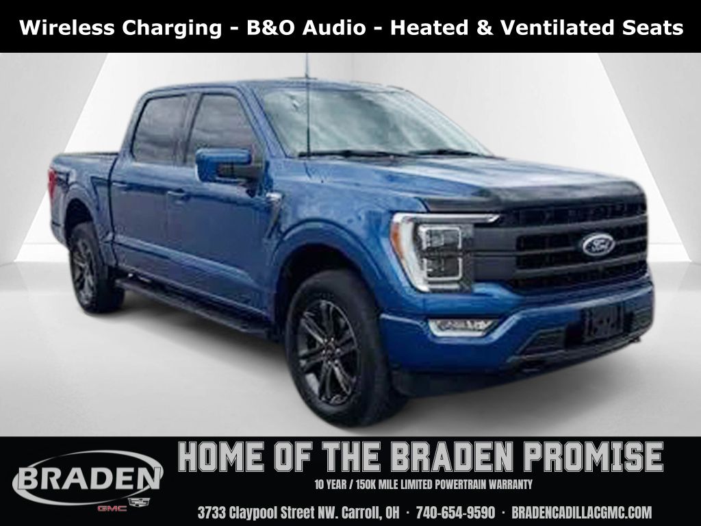 Atlas Blue Metallic 2023 Ford F-150 Lariat SuperCrew 4WD Pickup Truck Four-Wheel Drive Automatic