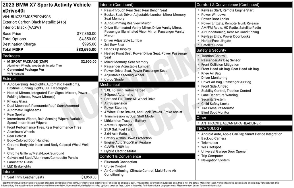 Used Car 2023 Bmw X7  Xdrive40i For Sale Under $50,000 In Austin, Texas
