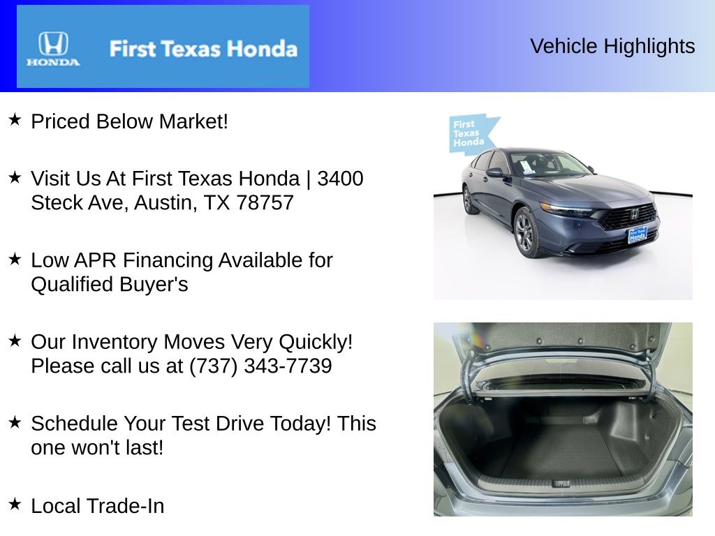 New Car 2025 Honda Accord Hybrid  Ex-l For Sale Under $40,000 In Austin, Texas