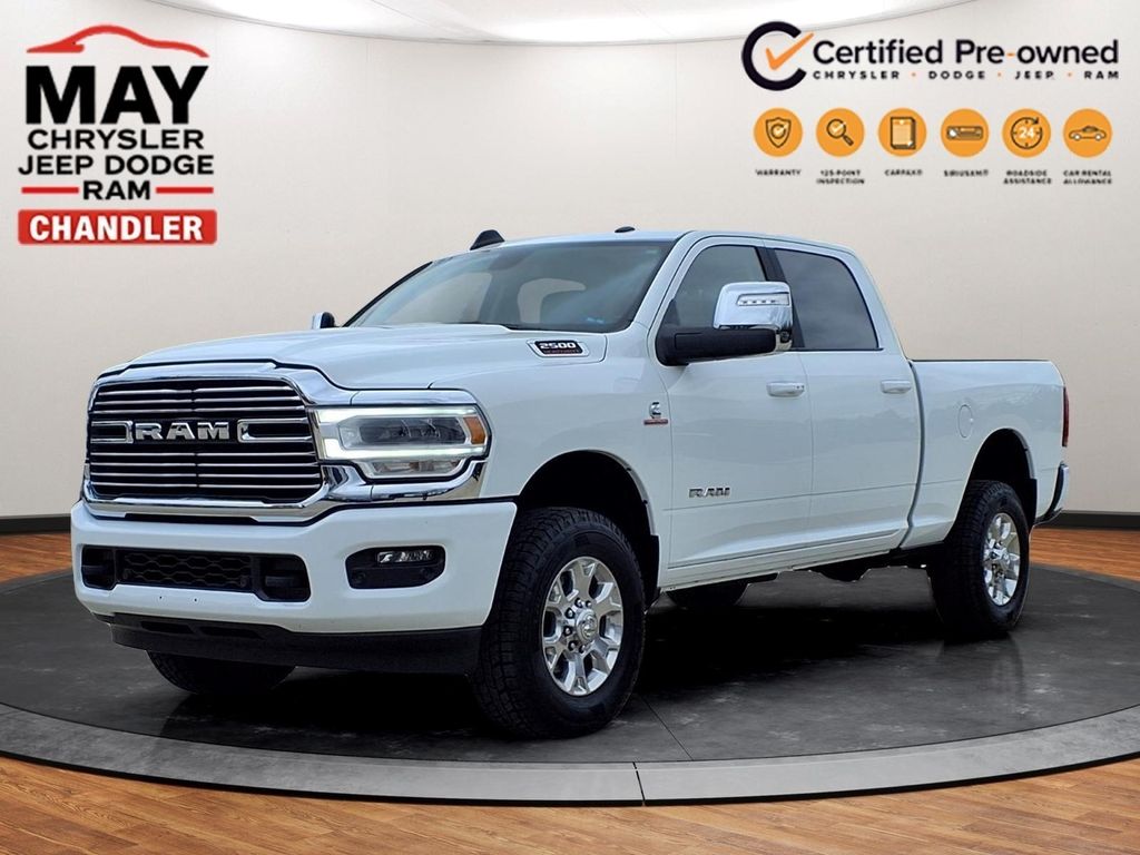 Bright White Clearcoat 2024 RAM 2500 Laramie Crew Cab 4WD Pickup Truck Four-Wheel Drive 6-Speed Automatic
