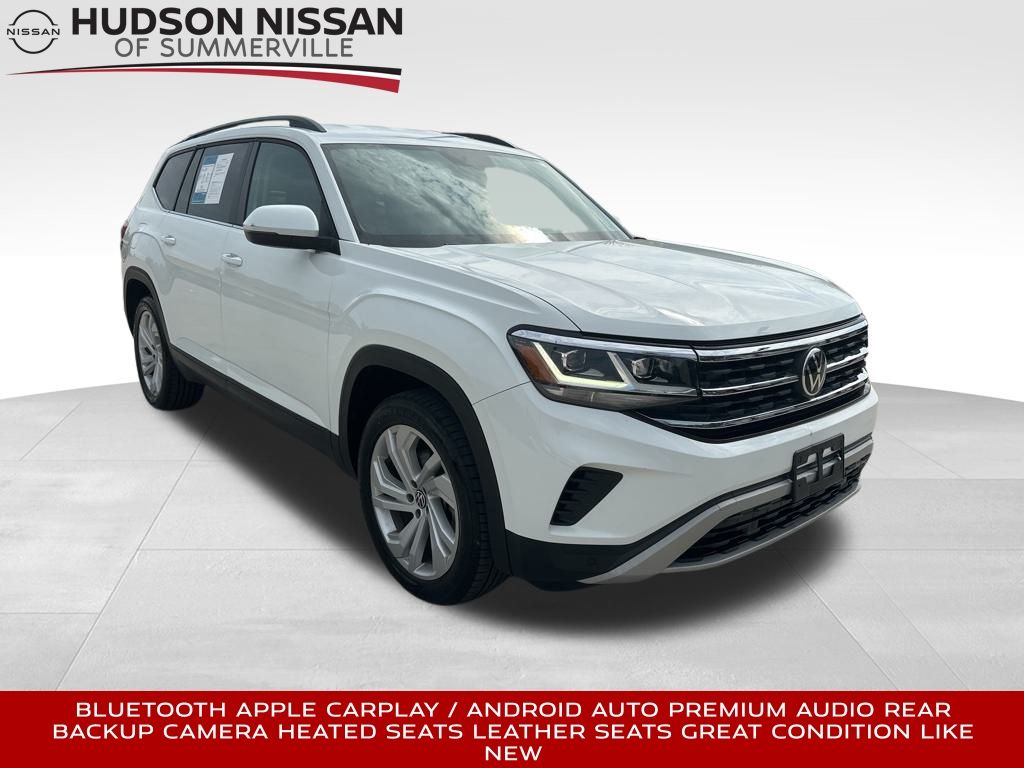 2022 Pure White Volkswagen Atlas 3.6L V6 SE w/Technology SUV
