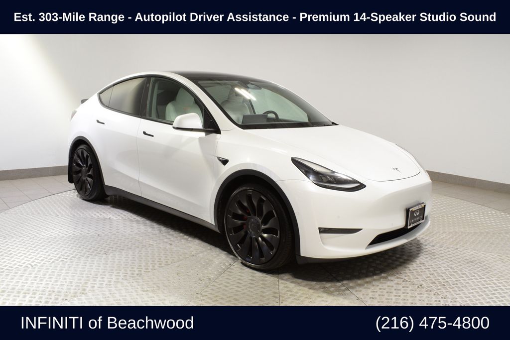 Pearl White Multi-Coat 2021 Tesla Model Y SUV / Crossover All-Wheel Drive 1-Speed Automatic