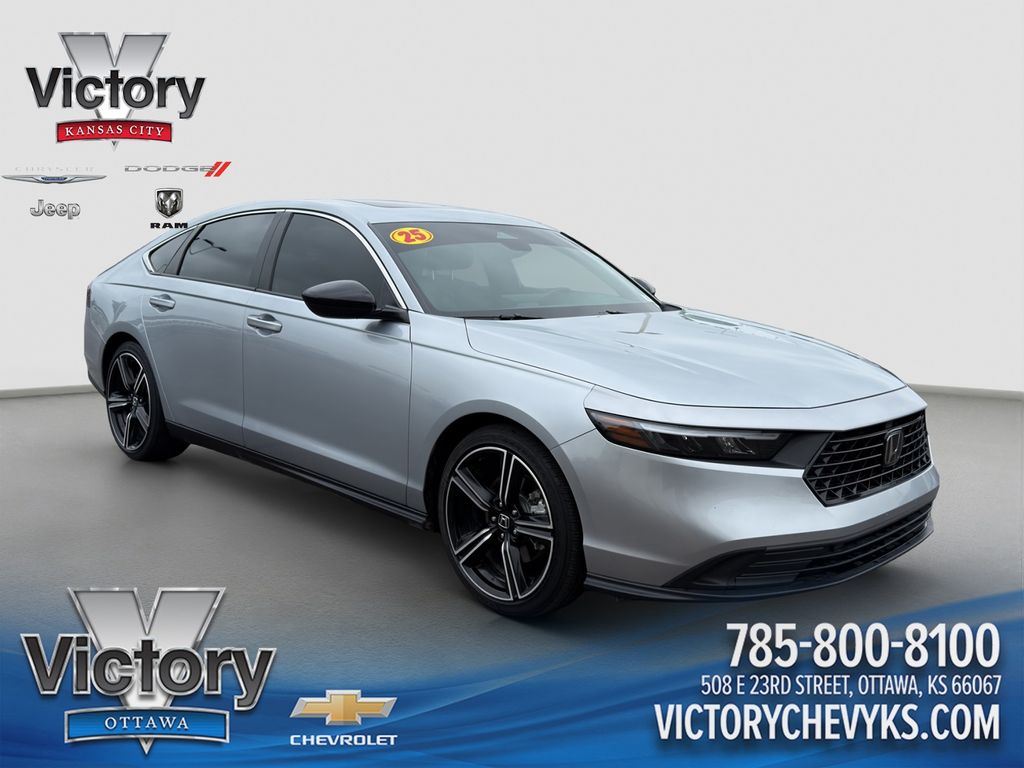 Silver 2025 Honda Accord Hybrid Sedan Front-Wheel Drive Continuously Variable Transmission