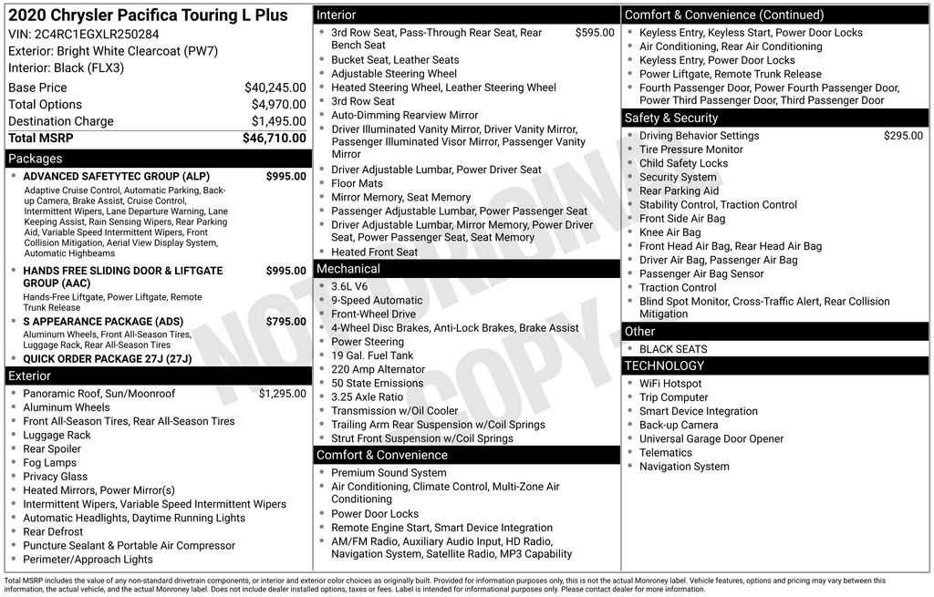 Used 2020 Chrysler Pacifica Van