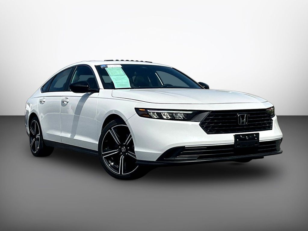 Platinum White Pearl 2025 Honda Accord Hybrid Sedan Front-Wheel Drive Continuously Variable Transmission