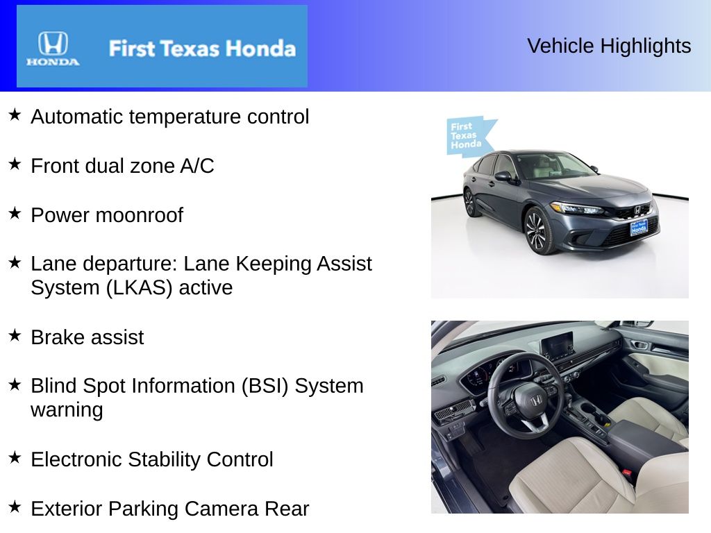 Used Car 2023 Honda Civic  Ex-l For Sale Under $25,000 In Austin, Texas