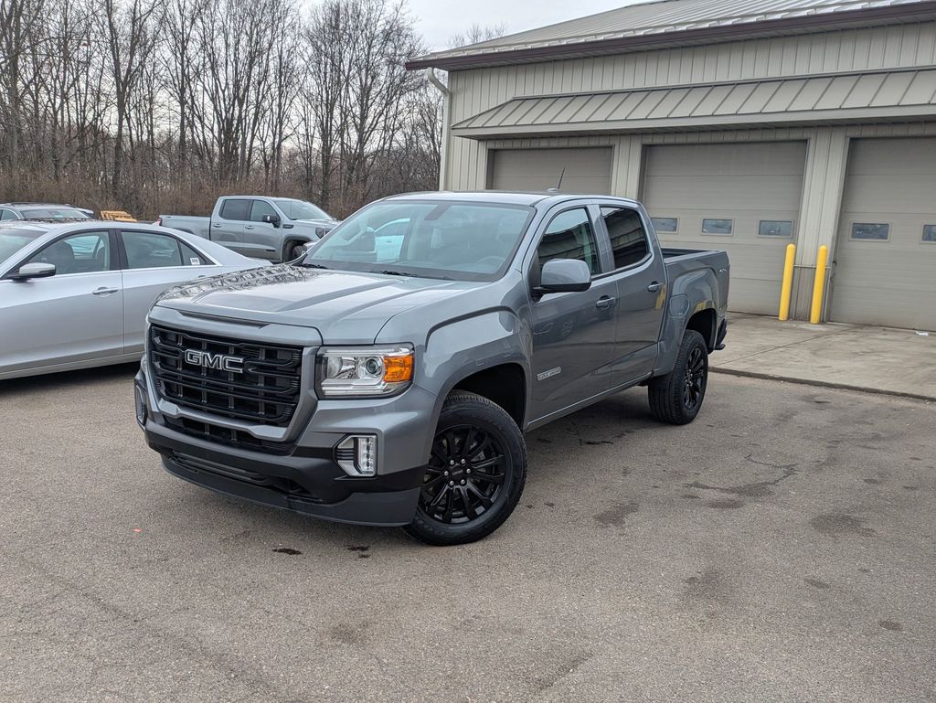 Gray (Satin Steel Metallic) 2022 GMC Canyon Elevation Crew Cab 4WD Pickup Truck Four-Wheel Drive 8-Speed Automatic