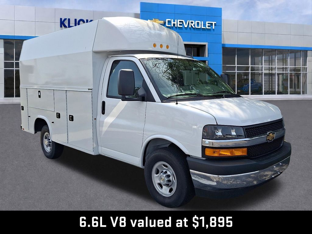 2026 Chevrolet Express 3500 Work Van White at Klick Lewis Buick Chevrolet