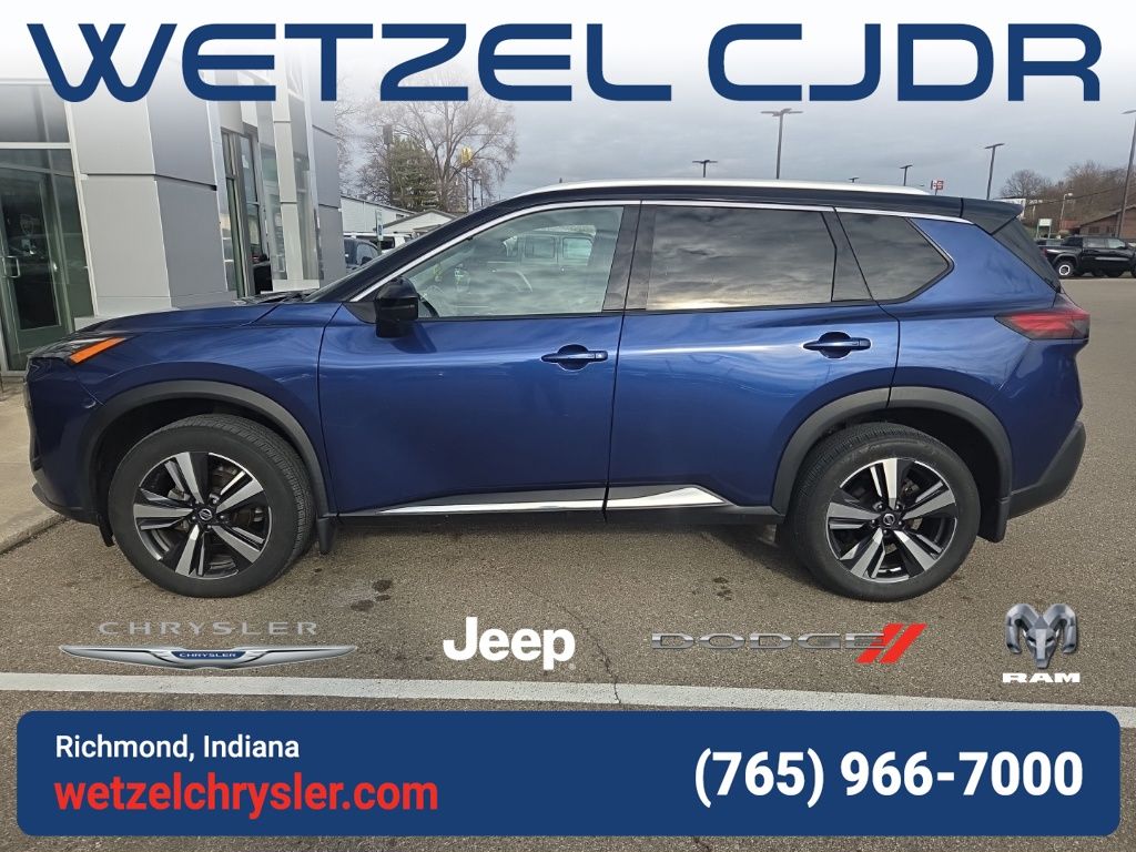 Caspian Blue Metallic/Super Black 2021 Nissan Rogue SL AWD SUV / Crossover All-Wheel Drive Continuously Variable Transmission