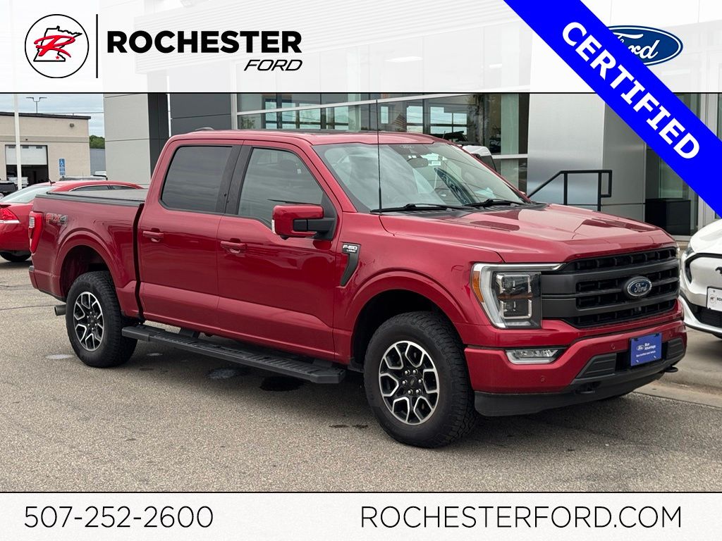 Rapid Red Metallic Tinted Clearcoat 2022 Ford F-150 Lariat SuperCrew 4WD Pickup Truck Four-Wheel Drive Automatic
