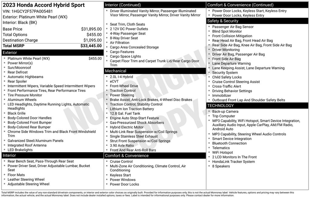 Used 2023 White Honda Sport image 5