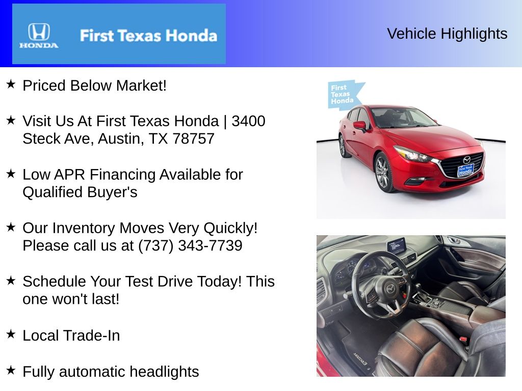 Used Car 2018 Mazda Mazda3  Touring For Sale Under $12,000 In Austin, Texas