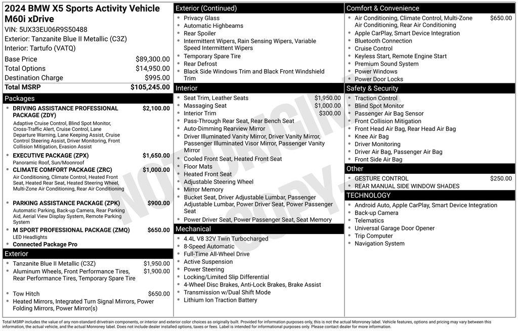 Used Car 2024 Bmw X5  M60i For Sale Under $80,000 In Austin, Texas