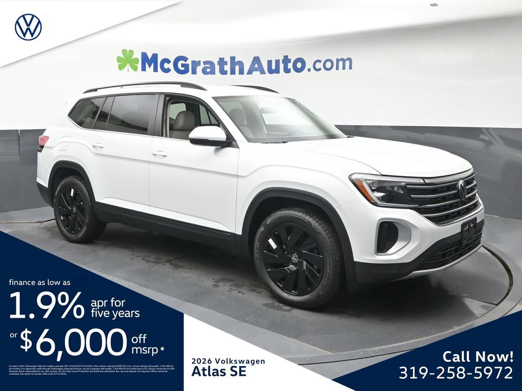Opal White Pearl 2026 Volkswagen Atlas SUV / Crossover All-Wheel Drive 8-Speed Automatic