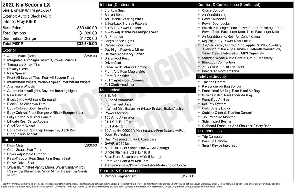 Used Car 2020 Kia Sedona  Lx For Sale Under $20,000 In Austin, Texas