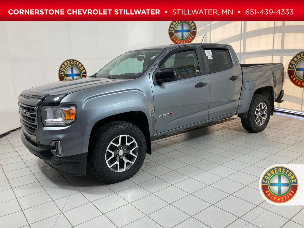 Gray (Steel Metallic) 2021 GMC Canyon AT4 Crew Cab 4WD with Cloth Pickup Truck Four-Wheel Drive 8-Speed Automatic