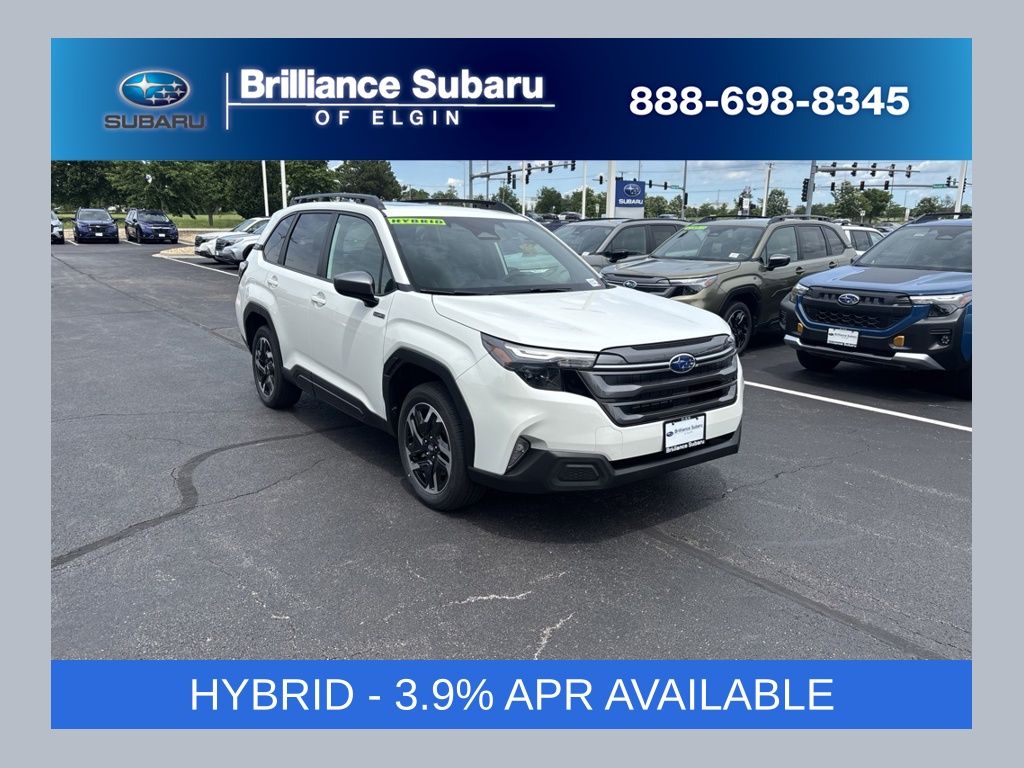 Crystal White 2026 Subaru Forester Hybrid Premium AWD SUV / Crossover All-Wheel Drive Continuously Variable Transmission