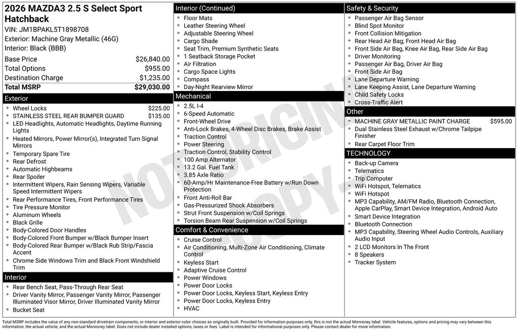 New 2026 Gray Mazda 2.5 S Select Sport image 6