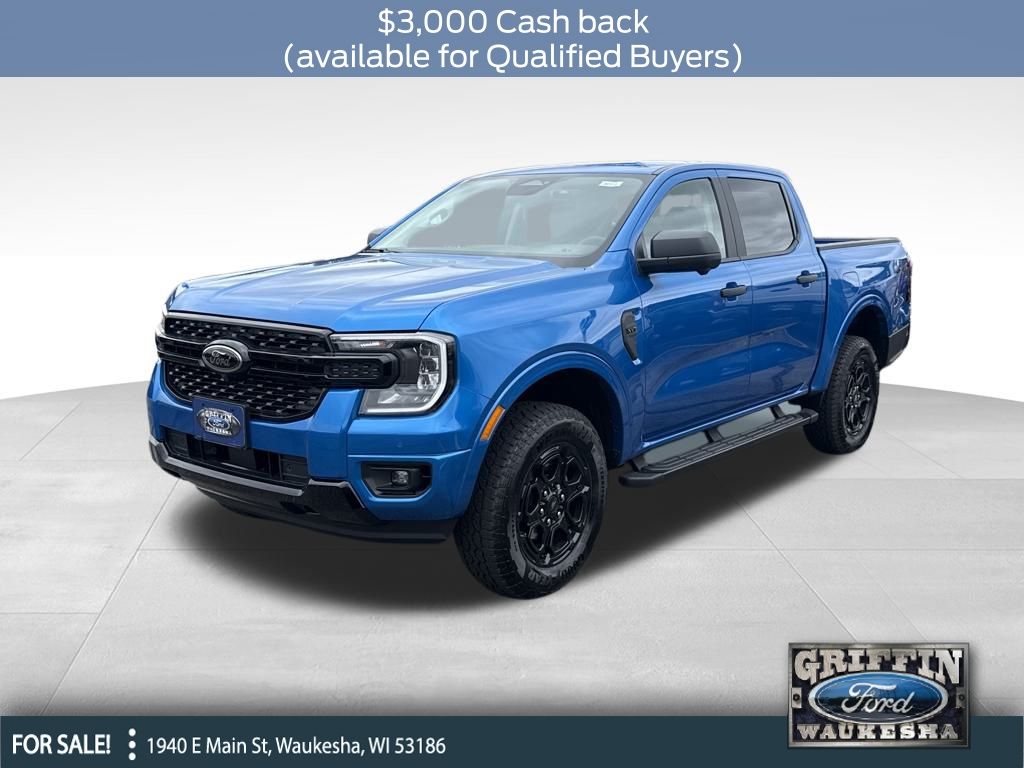 Velocity Blue Metallic 2025 Ford Ranger XLT SuperCrew 4WD Pickup Truck Four-Wheel Drive Automatic