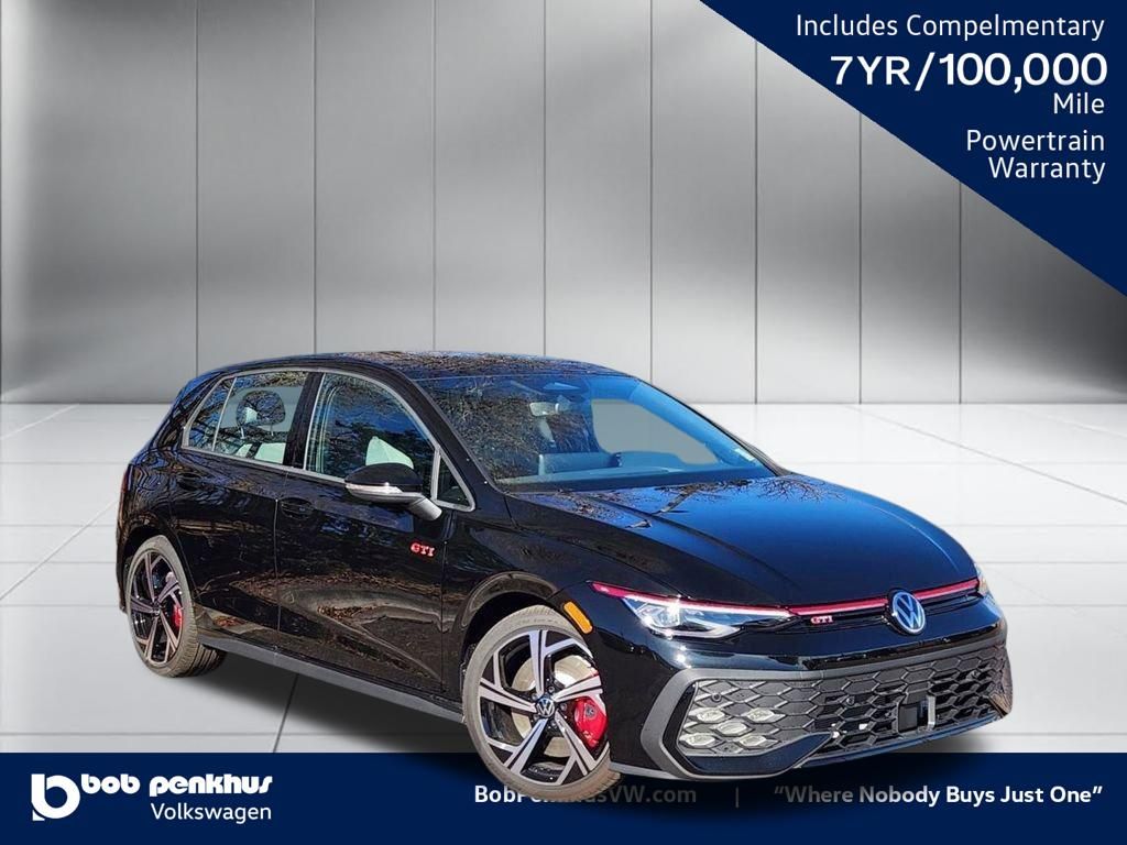 Mythos Black Metallic 2026 Volkswagen Golf GTI Hatchback Front-Wheel Drive 7-Speed Dual Clutch