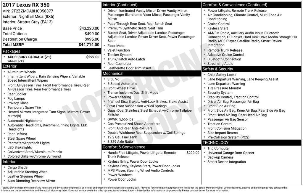 Used Car 2017 Lexus Rx  For Sale Under $25,000 In Austin, Texas