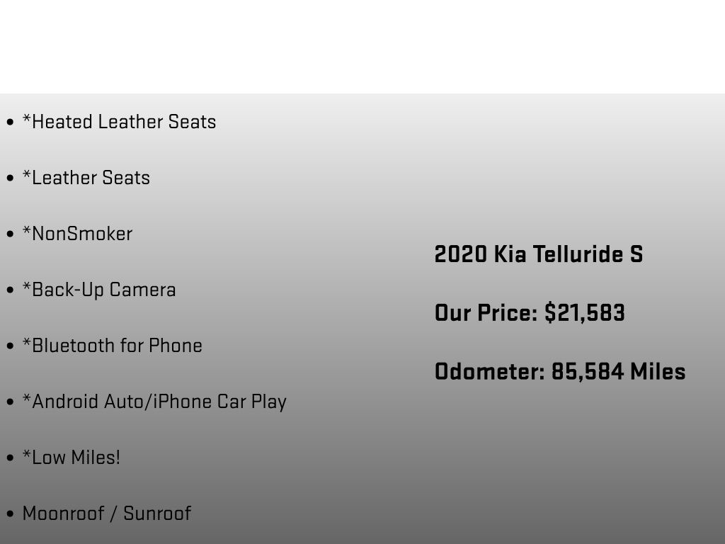 2020 Kia Telluride S White at South Hills Kia