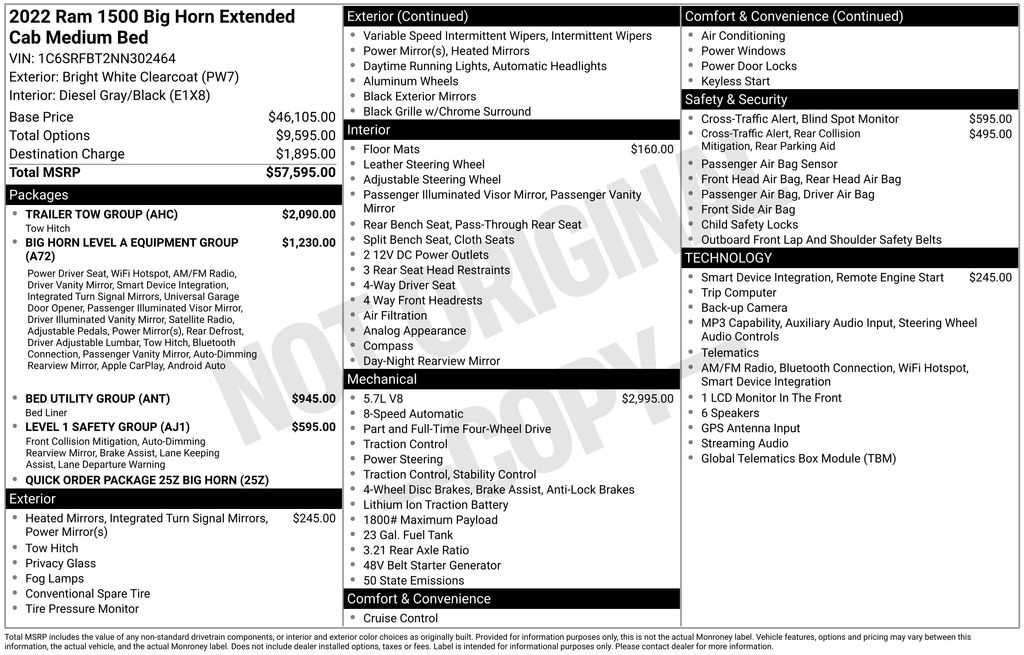 2022 Ram 1500 Big Horn/Lone Star White at Grove City Ford