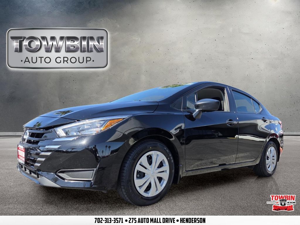 Super Black Metallic 2025 Nissan Versa Sedan Front-Wheel Drive Continuously Variable Transmission