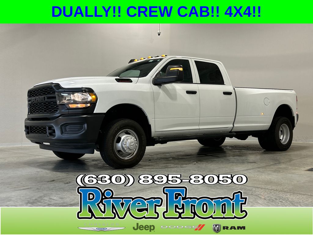 Bright White Clearcoat 2024 RAM 3500 Tradesman Crew Cab LB DRW 4WD Pickup Truck Four-Wheel Drive 8-Speed Automatic