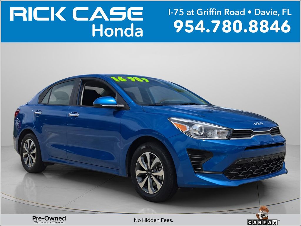 Sporty Blue 2023 Kia Rio S FWD Sedan Front-Wheel Drive Continuously Variable Transmission