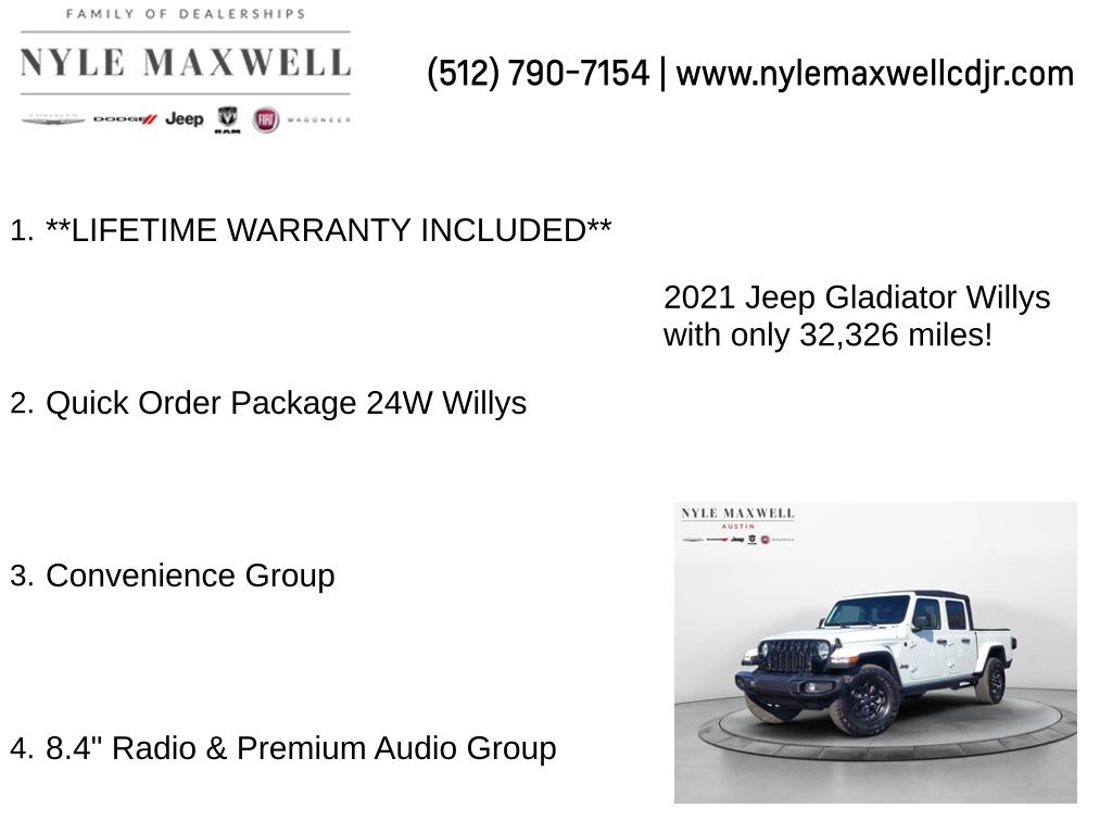 Used Car 2021 Jeep Gladiator  Willys For Sale Under $35,000 In Austin, Texas