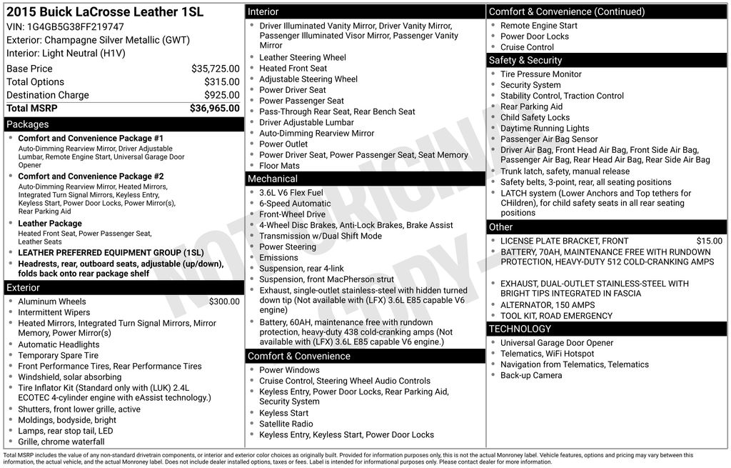 2015 Buick LaCrosse Leather Group - 3