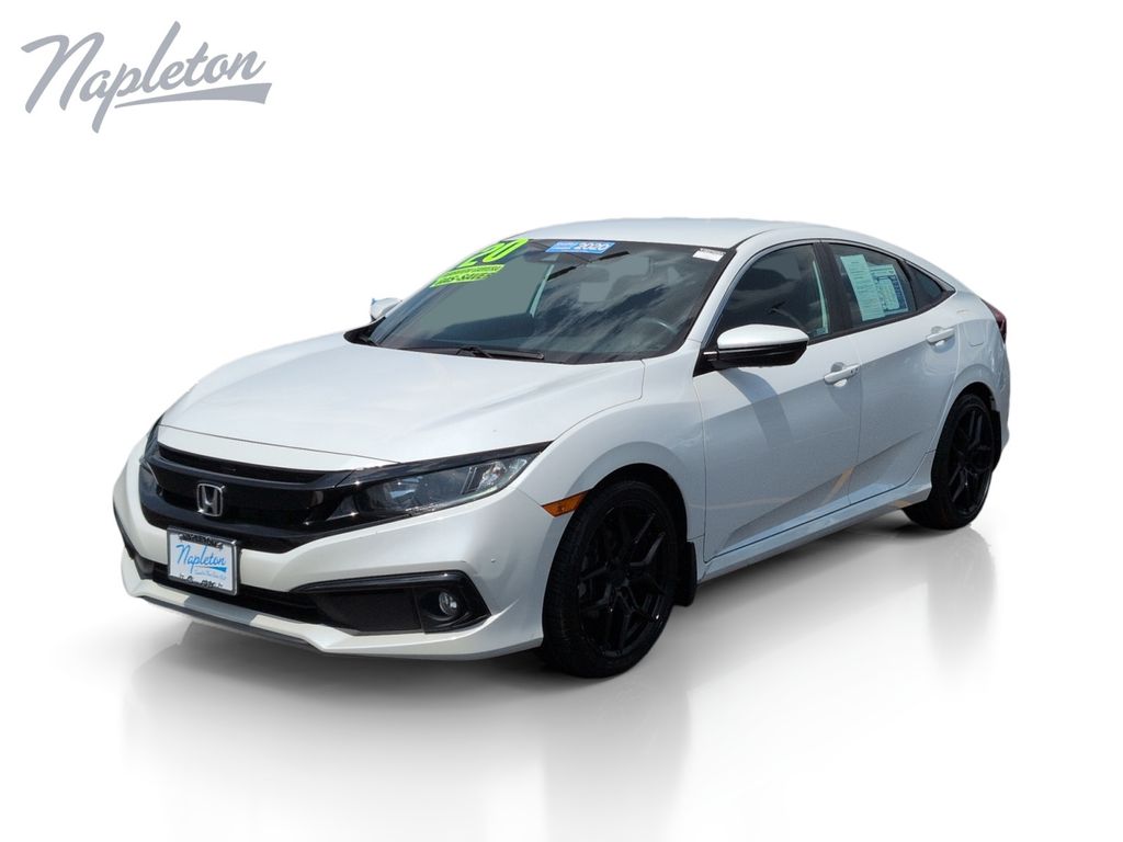 Platinum White Pearl 2020 Honda Civic Sedan Front-Wheel Drive Continuously Variable Transmission